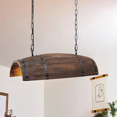 Vintage solid wood Wine Barrel Iron Chain Chandelier (WH-VP-323)