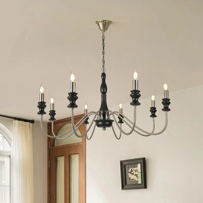 Bedroom Foyer Dining Room Lighting Fixtures French Retro Style Iron Wood LED Decor Home Chandelier (WH-VP-324)