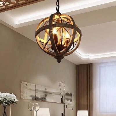 led crystal light Vintage Rustic Weathered Wooden Globe Chandelier (WH-VP-328)