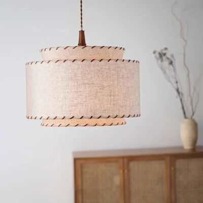 Retro Decoration Pendant Lights Japanese Wabi Sabi Fabric Round Chandelier (WH-VP-332)
