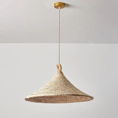 Minimalist Straw Hat Lamp Vintage Rattan Pendant Light (WH-VP-339)
