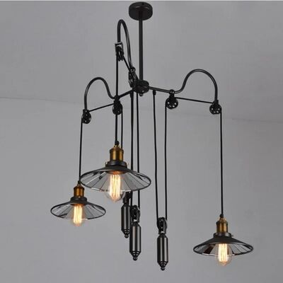 Black Iron Hanging Lamp Industrial Style Vintage Chandelier Pulley Ceiling Lamp (WH-VP-347)