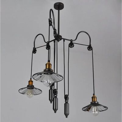 Black Iron Hanging Lamp Industrial Style Vintage Chandelier Pulley Ceiling Lamp (WH-VP-347)
