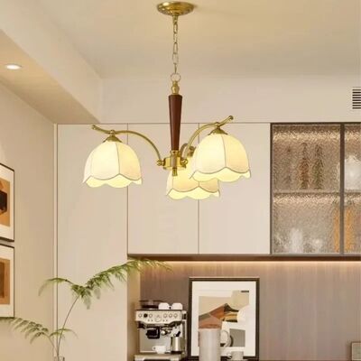 LED Hanging Lamp For Bedroom Retro Chandelier Wabi Sabi Fabric Pendant Light (WH-VP-352)