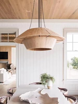 Wabi Sabi Style Japanese Simple Creative Living Room Dining Room Homestay Handmade Woven  Rope Lamp Retro Pendant Light (WH-VP-355)