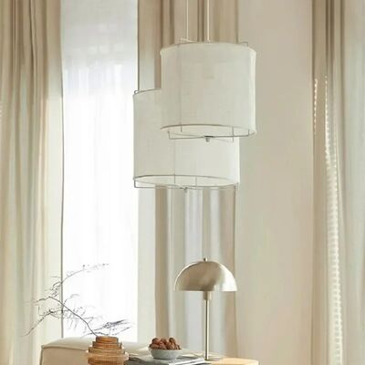 Retro Counter Handmade Art Bedroom Lamps Wabi Sabi Style Cotton Linen Fabric Pendant Lamp (WH-VP-358)