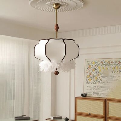 Living Dining Room Bar Led Pendant Lamp French Vintage Wabi Sabi Fabric Chandelier (WH-VP-363)