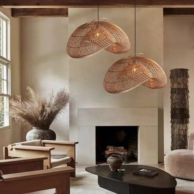 restaurant bar Hanging light dining room Bedroom wabi sabi Japanese rattan pendant light(WH-WP-95)