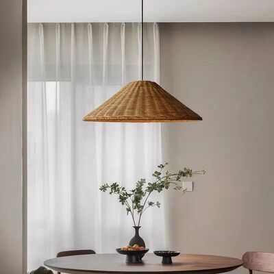 farmhouse light bar dining lights Minimalist Brown Beige Retro wicker pendant light(WH-WP-96)