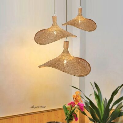 Restaurant Suspension Lustre Living Room Decoration Woven Straw Hat Pendant Lamp(WH-WP-102)