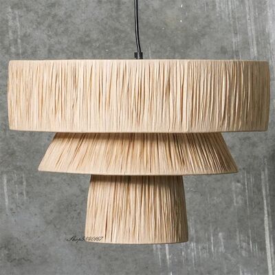 Bedroom hanging Light Decor Living Room Japanese Style Straw Handmade Pendant Lights(WH-WP-115)