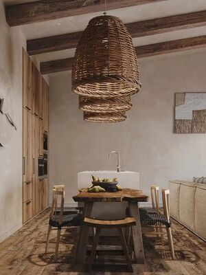 Kitchen Pendant Lamp Resort Hotel American Natural Handmade Real Rattan Pendant Lamp(WH-WP-119)