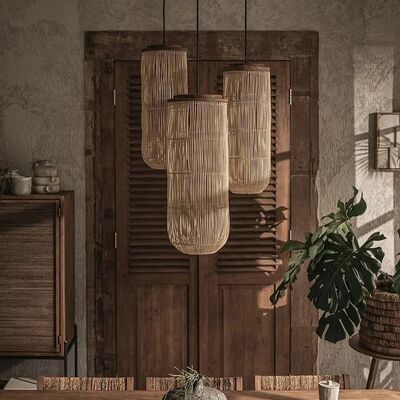 Restaurant Lighting Living Room led Wabi-sabi solid wood lamp Vitage rattan pendant light(WH-WP-121)