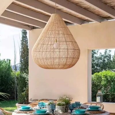 Lobby Chandelier Lighting Fixture Dining Room Hotel Hand-woven Natural Rattan Pendant Light(WH-WP-126)
