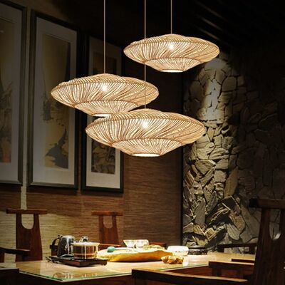 Restaurant Lights Living Room Suspension Creative UFO Shades Rattan Pendant Lights(WH-WP-128)