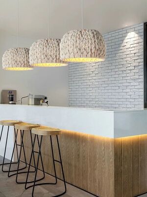 Bar Hanging Light Fixture Kitchen Island Cafe Nordic Hand-Woven Rope Wabi Sabi Pendant Light(WH-WP-136)