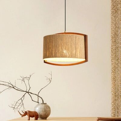 kitchen island light Living room Bedroom Japanese Wabi Sabi style Solid Wood  Rope Pendant Light(WH-WP-150)