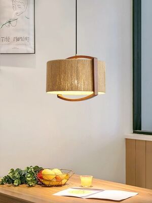 kitchen island light Living room Bedroom Japanese Wabi Sabi style Solid Wood  Rope Pendant Light(WH-WP-150)