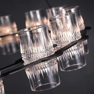 American Black Metal Chandelier Foyer Luxury Clear Acrylic Shades Pendant Lights Netto Three Tier Chandelier（WH-AP-609）