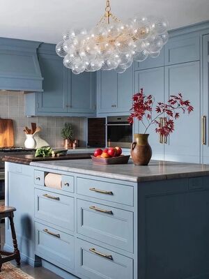 Trendy Glass Bubble Art Deco Gold Dimmable Hanging Lamps Talia Linear Chandelier（WH-AP-631）