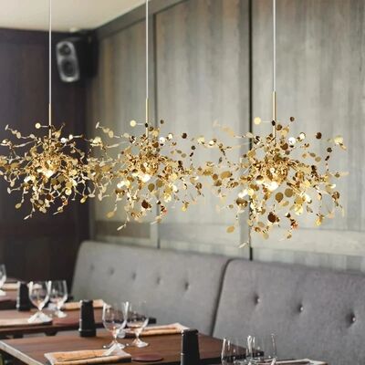 Nordic Modern Personality Stainless Steel Chrome Leaf LED Chandelier Argent Pendant（WH-AP-632）