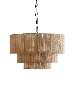 Nordic Wabi Sabi Led Pendant Lights Decoration Home E27 Rattan Chandelier Three Tier Jute Chandelier（WH-AP-638）