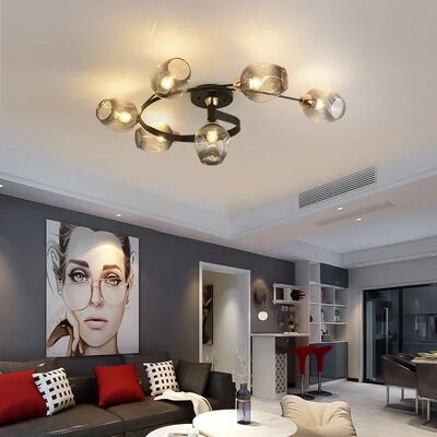 Nordic Glass Ceiling Light Grey Pendant Lamp for Living Room Bedroom Modern Indoor Hanging （WH-AP-681）