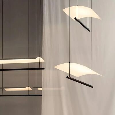 Eaves Tile Long Chandelier White Lustre Suspension Light LED Pendant Lamp （WH-AP-688）