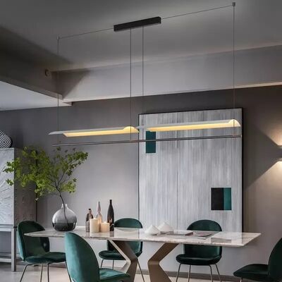 Eaves Tile Long Chandelier White Lustre Suspension Light LED Pendant Lamp （WH-AP-688）