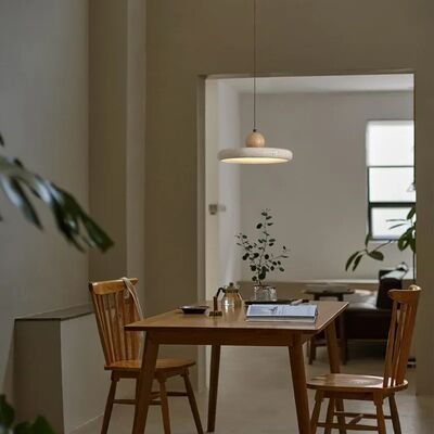 Vintage Natural Stone LED Pendant Light Nordic Retro Travertine Chandelier （WH-AP-697）
