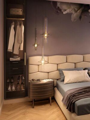 Smoke Ash Amber Glass Tube Pendant Light Dining Room Bedroom Bedside Kitchen Lamp(WH-GP-200)
