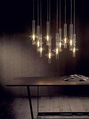 Smoke Ash Amber Glass Tube Pendant Light Dining Room Bedroom Bedside Kitchen Lamp(WH-GP-200)
