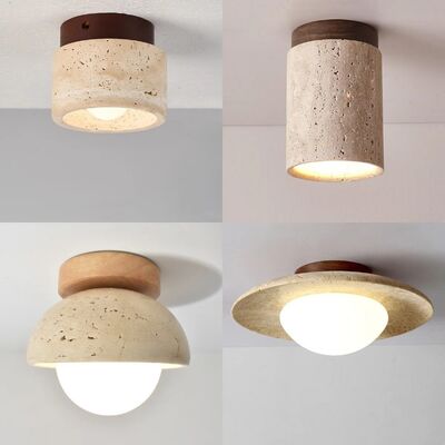 Aisle Decoration Light Fixtures Nordic Walnut Stone Yellow Travertine Ceiling Lamp(WH-MA-315)