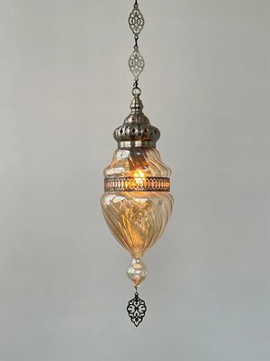 Light brown handmade glass Pendant lamp Moroccan bedroom bedside chandelier (WH-DC-76)