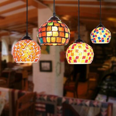 LED Colorful Glass Hanging Lamp Morocco Decor Turkish Mosaic Lamps (WH-DC-86)