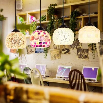 LED Colorful Glass Hanging Lamp Morocco Decor Turkish Mosaic Lamps (WH-DC-86)