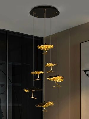 Luxury Designer Copper Lotus Leaf Chandeliers Lotus Leaf Pendant Lamp  (WH-NC-151)