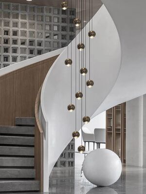 Nordic Minimalist Staircase Lighting Suspended Ceiling Lamp Circular Staircase Chandelier(WH-NC-155)