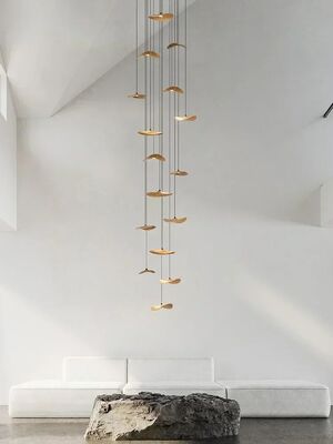 Japanese Wabi-sabi Style Retro Solid Wood Staircase Chandelier(WH-NC-156)