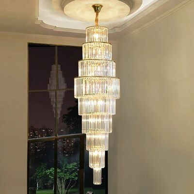 Creative Led Luxury Crystal Staircase Spiral Long Pendant Lamp Classic Cristal Lamp(WH-NC-157)