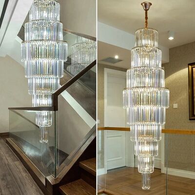 Creative Led Luxury Crystal Staircase Spiral Long Pendant Lamp Classic Cristal Lamp(WH-NC-157)