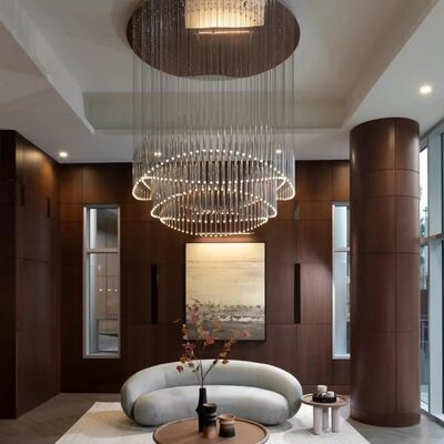 Circular Tube Chandelier Minimalist Lighting Chrome Gold Hanging Type Long Chandelier(WH-NC-164)