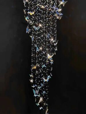 Butterfly Crystal Chandelier Living Room Crystal Staircase Pendant Light Indoor Large LED Lights(WH-NC-165)