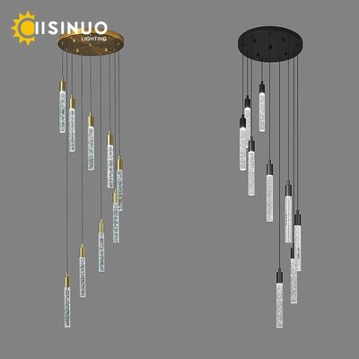 Staircase Chandelier Hanging Cable Crystal Pillar Droplight Dimmable Suspension Light (WH-NC-170)