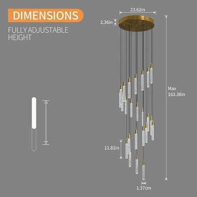 Staircase Chandelier Hanging Cable Crystal Pillar Droplight Dimmable Suspension Light (WH-NC-170)