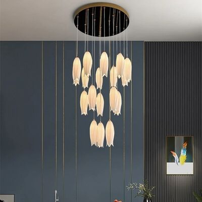Nordic Ceramic Tulip Staircase Chandelier Multi Heads Pendant Lamp(WH-NC-171)
