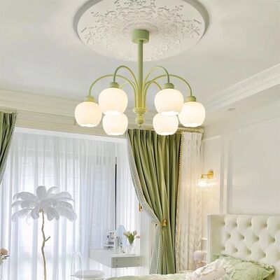Nordic Style Chandelier Indoor Green Fresh Hanging Light Fixture Tulip Matcha Chandelier(WH-MI-466)
