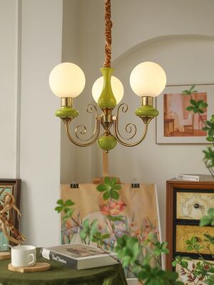 French Homestay LED Chandelier Nordic Retro Pastoral Cream Style Chandelier Onyx Chandelier(WH-MI-469)