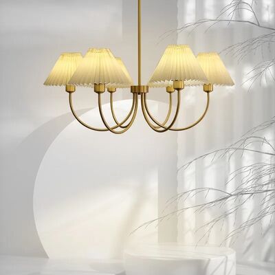 kitchen Bar Cafe Pleated Paper hanging Lighting Restaurant fold paper lampshade LED Chandelier Lighting Lenore Pleated Chandelier(WH-MI-476)