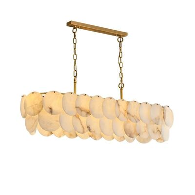 Trendy Marble Series Chrome Gold LED High Ceiling Chandelier Alabaster Shell Brass Chandelier (WH-MI-488)